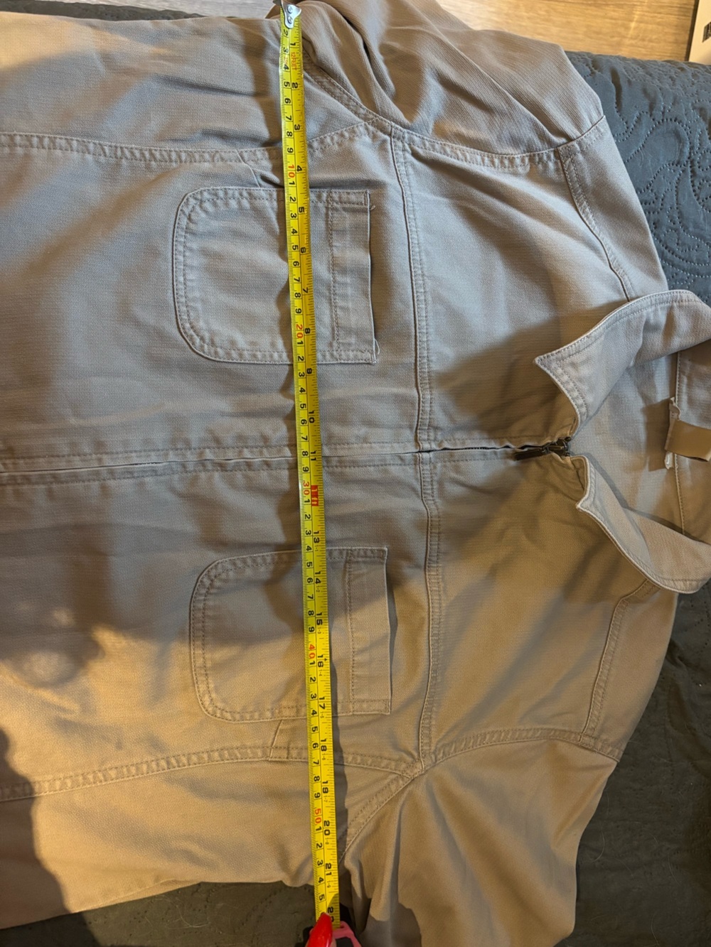 Vintage Cotton Ginny Khaki Tan 100% Cotton Zip-Up Utility Trucker Jacket Size L - Picture 6 of 6